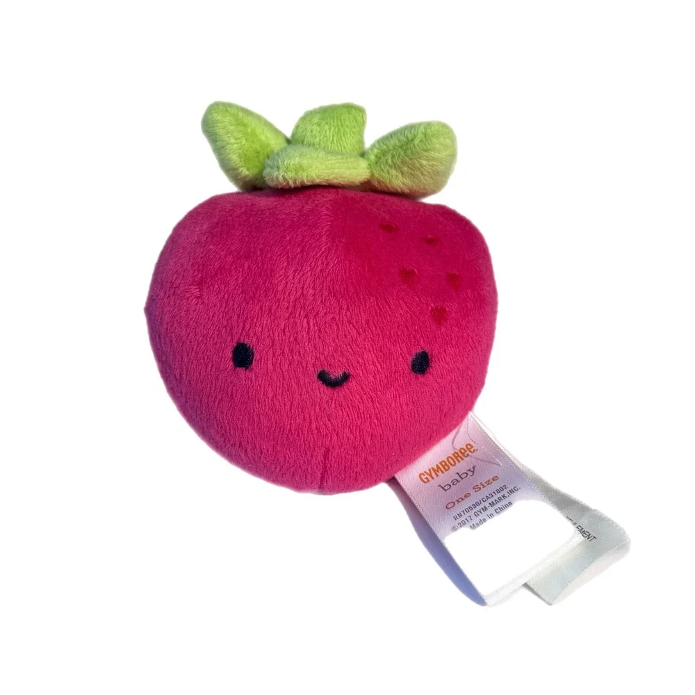 Gymboree Baby Strawberry Plush Rattle Toy red Green Fruit Soft Sensory Toy 2017